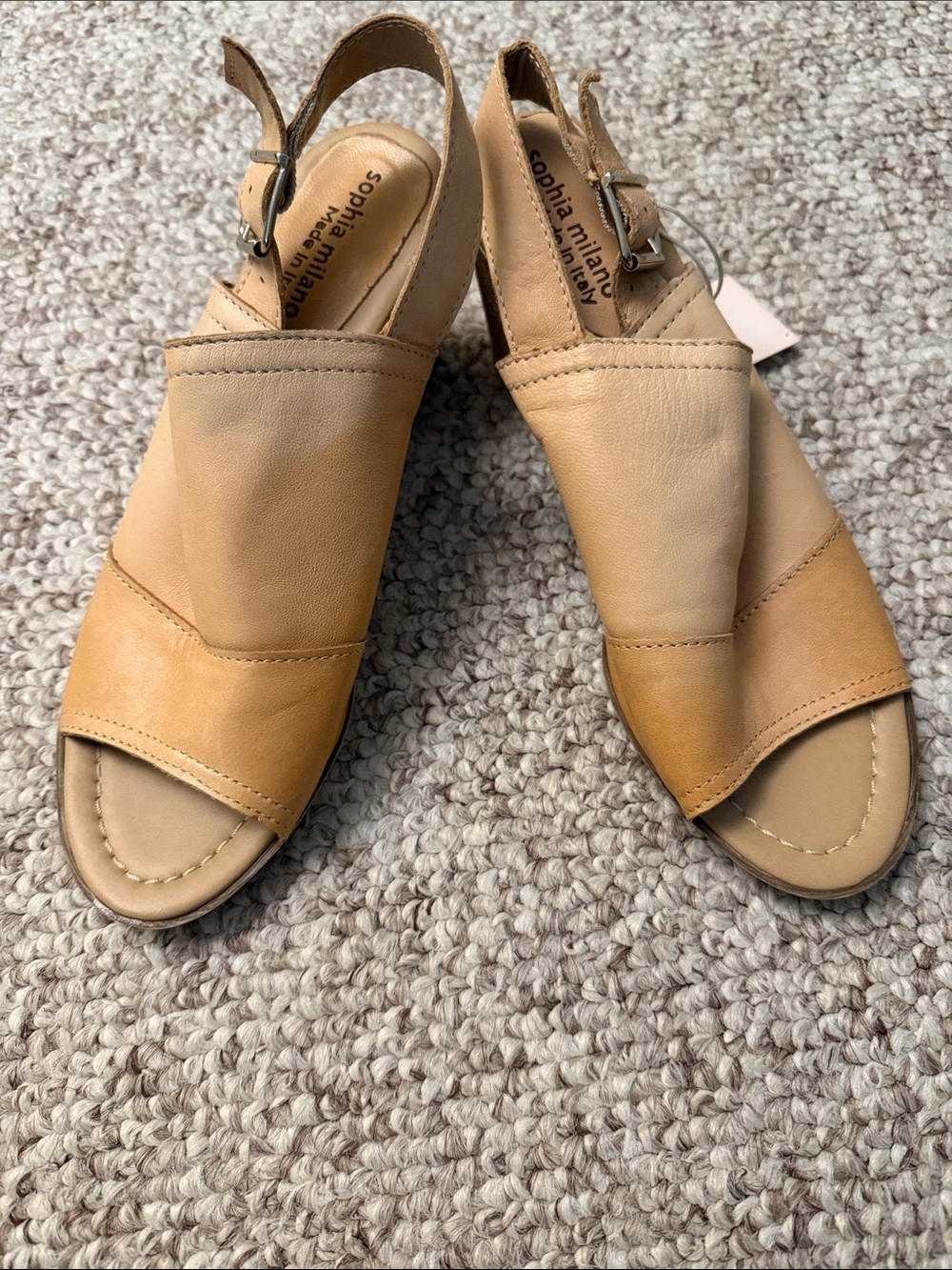 Sophia Milano Tan Leather Slingback Sandals